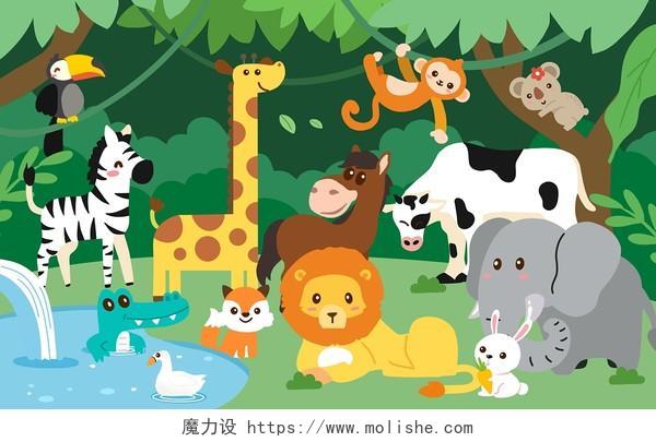 世界动物日插画卡通动物jpg素材